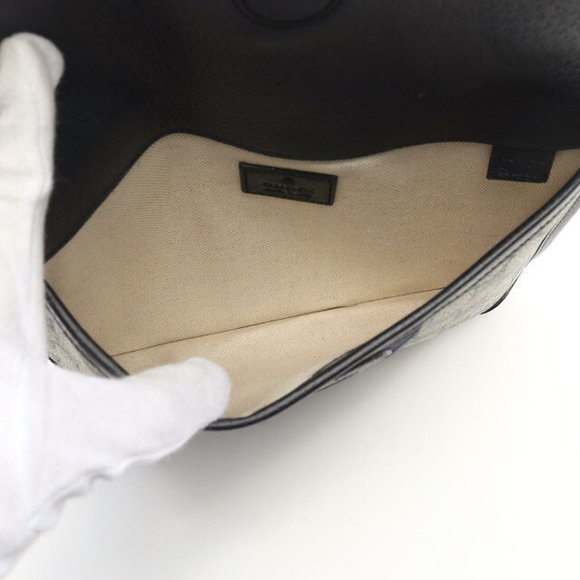 Gucci Ophidia Belt Bag Waist Body Leather Beige Navy Blue Multicolor - Picture 3 of 4